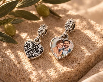 Colgante de corazón con foto personalizada: Colgante de cristal - Recuerdo personalizado - Colgante de corazón con foto
