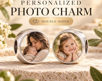 Personalized Double-Sided Photo Charm: Round Picture Bead for Bracelet