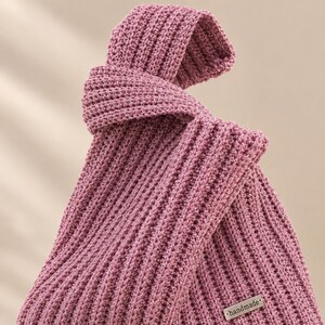 Pink Lurex Crochet Knot Bag: Metallic Wristlet Evening Purse image 6