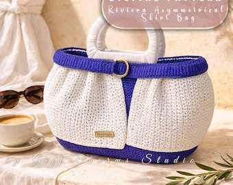 Patrón de bolso de rafia a crochet + videotutorial: estilo náutico (descarga digital)