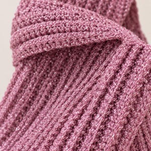 Pink Lurex Crochet Knot Bag: Metallic Wristlet Evening Purse image 5