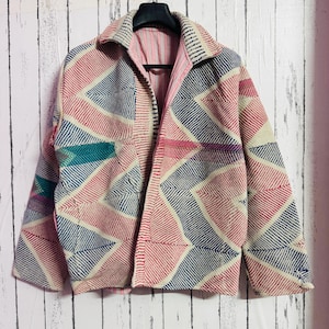 Handmade Kantha Cotton Jacket | Vintage Quilted Boho Coat | Multicolor Patchwork Kantha Outerwear | Eco-Friendly