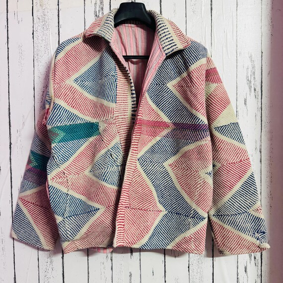 Handmade Kantha Cotton Jacket | Vintage Quilted Boho Coat | Multicolor Patchwork Kantha Outerwear | Eco-Friendly