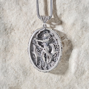Greek Goddess Artemis 925 Sterling Silver Necklace, Personalized Gift, Greek Mythology Necklace, Diana Goddess of the Hunt Medallion