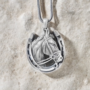 Sterling Silver Horseshoe Necklace: Handmade Horse Pendant, Equestrian Jewelry