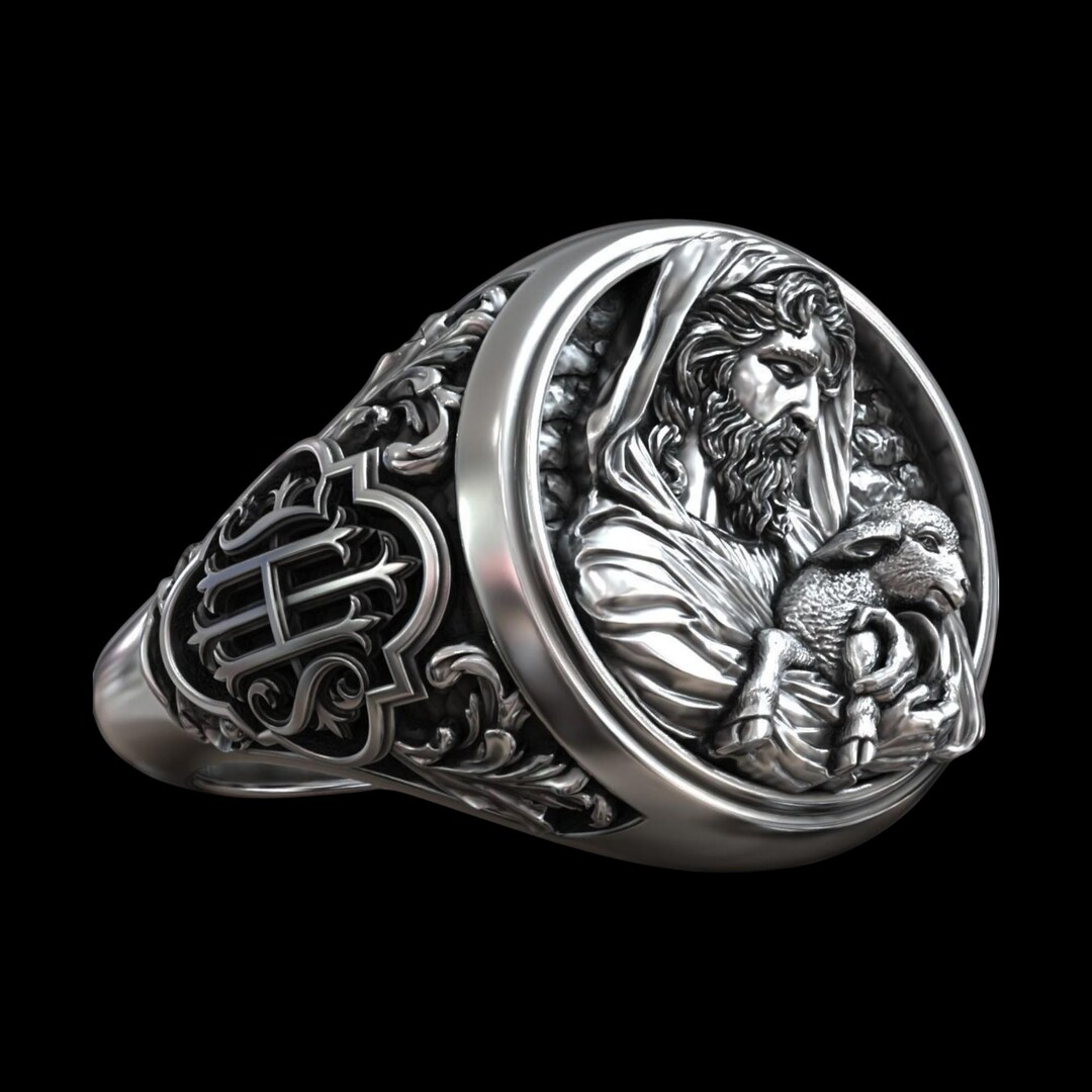 Personalized Jesus Christ Silver Ring, Religious Christian Jewelry ...