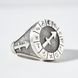 Sagittarius Sterling Silver Ring: Handmade Zodiac Sign Jewelry