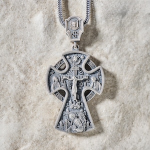 Russian Orthodox, Cross Necklace, 925 Sterling Silver Necklace, Personalized Gift, Men&#39;s Necklace, Handmade Gift, Handmade Jewelry