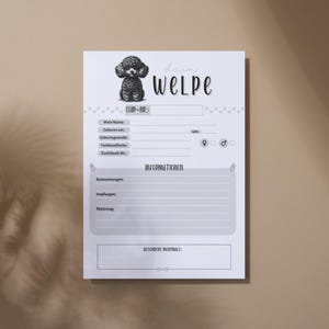 Scheda cucciolo | Cuccioli di cane | Barboncino nano | Scheda cucciolo allevatore | Caratteristiche del cucciolo | La tua scheda cucciolo | Download digitale - 4 pezzi