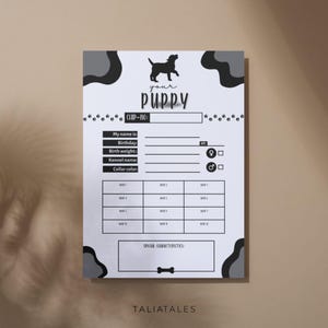 Fichas de filhotes | anúncio de ninhada | criador de cães | certidão de nascimento | seu cartão de filhote | raça mista | download digital