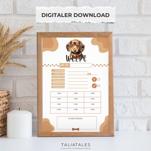 Card file puppy | Dog puppy dachshund dachshund teckel purebred dog | Dog breeder card | Puppy characteristics | Digital download 2 pieces