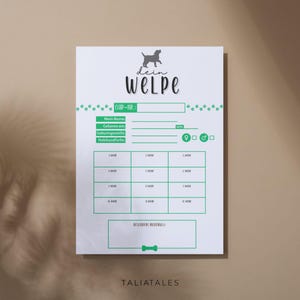 Kartei Karte Welpen | Hundewelpen | Mischling | Hunde Züchter Karte Welpen | Welpe Merkmale | Dein Welpe Karte | Digitaler Download - 2 Stk