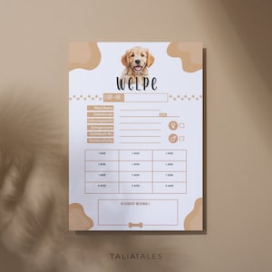 Fiches chiot | Chiots Golden Retriever | Éleveurs de chiens | Caractéristiques du chiot | Votre fiche chiot | Téléchargement numérique - 2 pièces