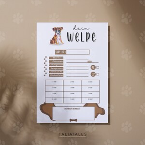 Kartei Karte Welpen | Hundewelpen Boxer | Hunde Züchter Karte Welpen | Welpe Merkmale | Dein Welpe Karte | Digitaler Download - 2 Stk