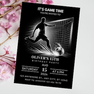 Fußball-Geburtstagseinladungsvorlage: Sportparty, bearbeitbare Canva (Digitaler Download)