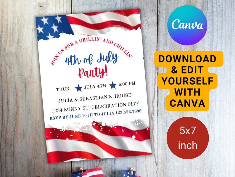 Printable 4th of July Invitation Template Editable Fourth of July Celebration Invitation  Fireworks Neighborhood  Party Instant Download