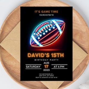 EDITABLE Football Birthday Invitation Sport Party Birthday Invite, Instant Download Canva Template