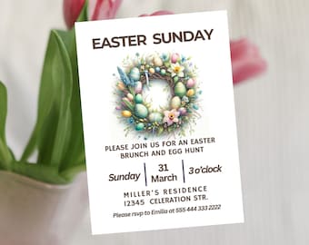 Floral Easter Brunch Invitation: Egg Hunt Template (Digital Download)
