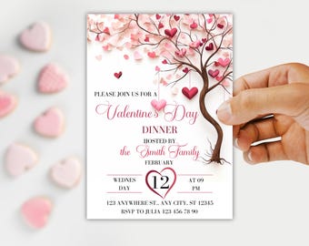 Editable Valentines Day Party Invitation Canva Template, Girls Night Galentines, Brunch Invite, Printable Digital Download
