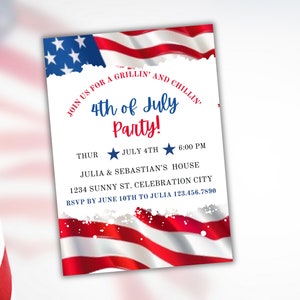 Printable 4th of July Invitation Template Editable Fourth of July Celebration Invitation  Fireworks Neighborhood  Party Instant Download