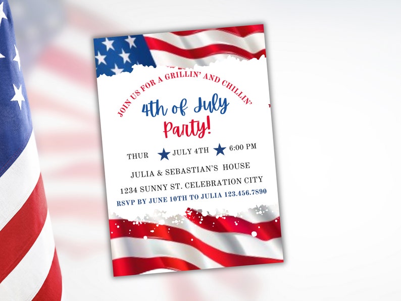 Printable 4th of July Invitation Template Editable Fourth of July Celebration Invitation  Fireworks Neighborhood  Party Instant Download