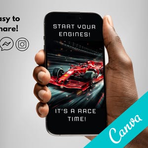 Formula 1 Race Car Birthday Video Invitation: Animated Racing Theme (Digital Download)