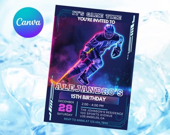 Hockey Birthday Invitation: Editable Game Time Flyer (Digital Download)
