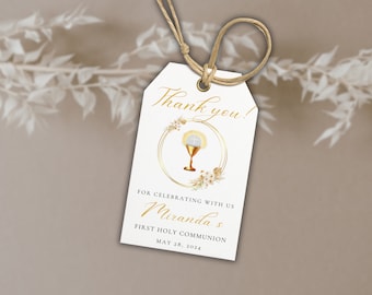 Editable Communion Gift Tag Template, Religious Thank You Stickers/Labels Template  INSTANT DOWNLOAD , Printable Templates