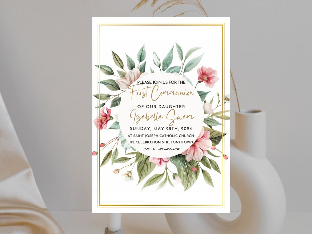 Editable First Communion Invitation Template Instant Download ...