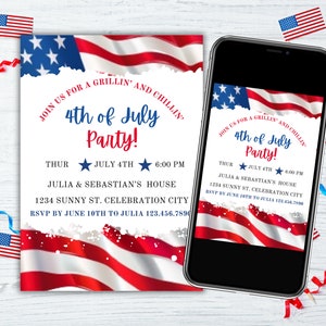 Printable 4th of July Invitation Template Editable Fourth of July Celebration Invitation  Fireworks Neighborhood  Party Instant Download