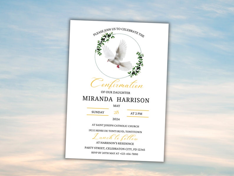 Elegant Confirmation Invitation Template: Editable Celebration (instant ...