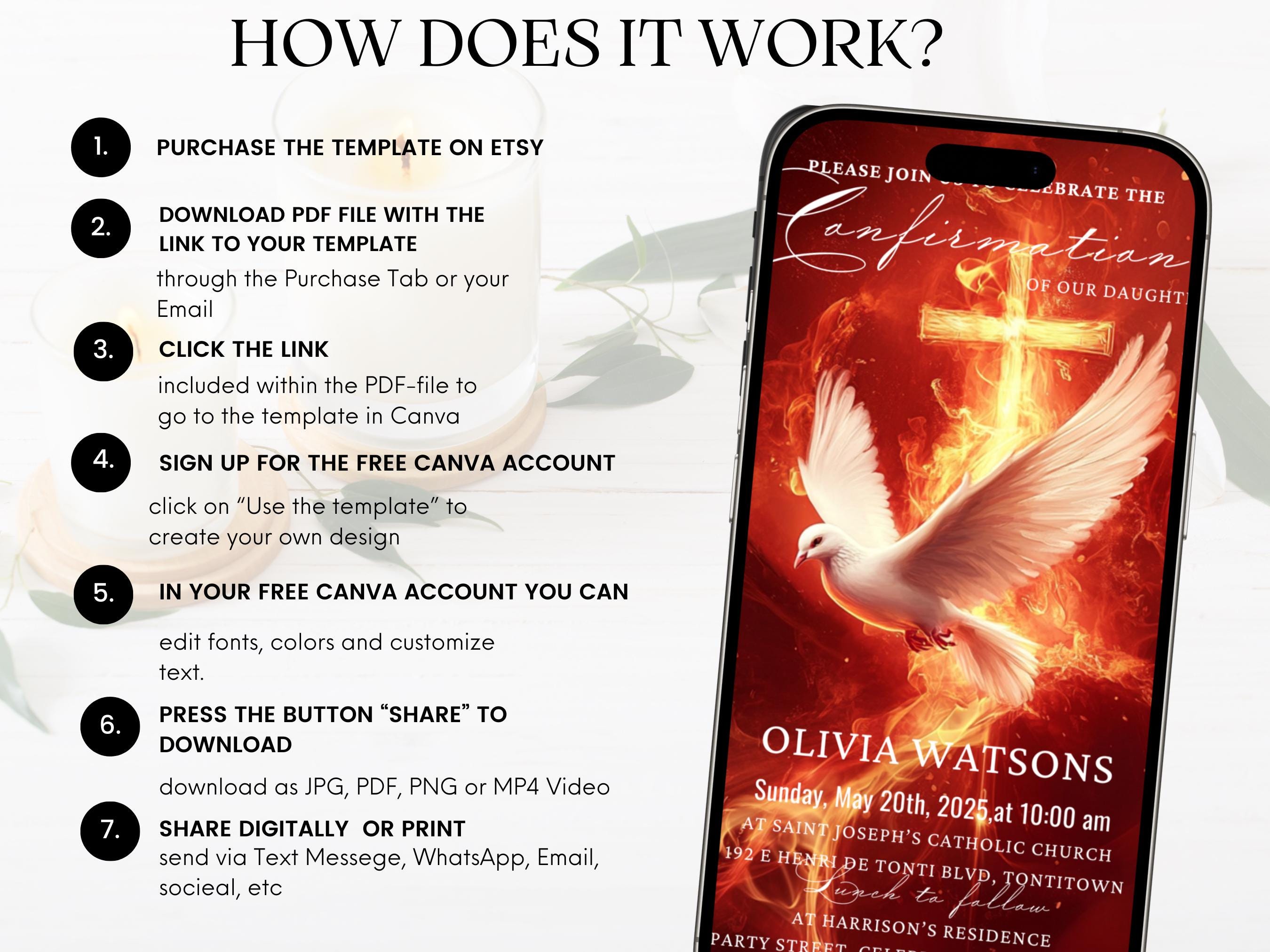 Confirmation Invitation, Religious Invitation, Editable Digital ...