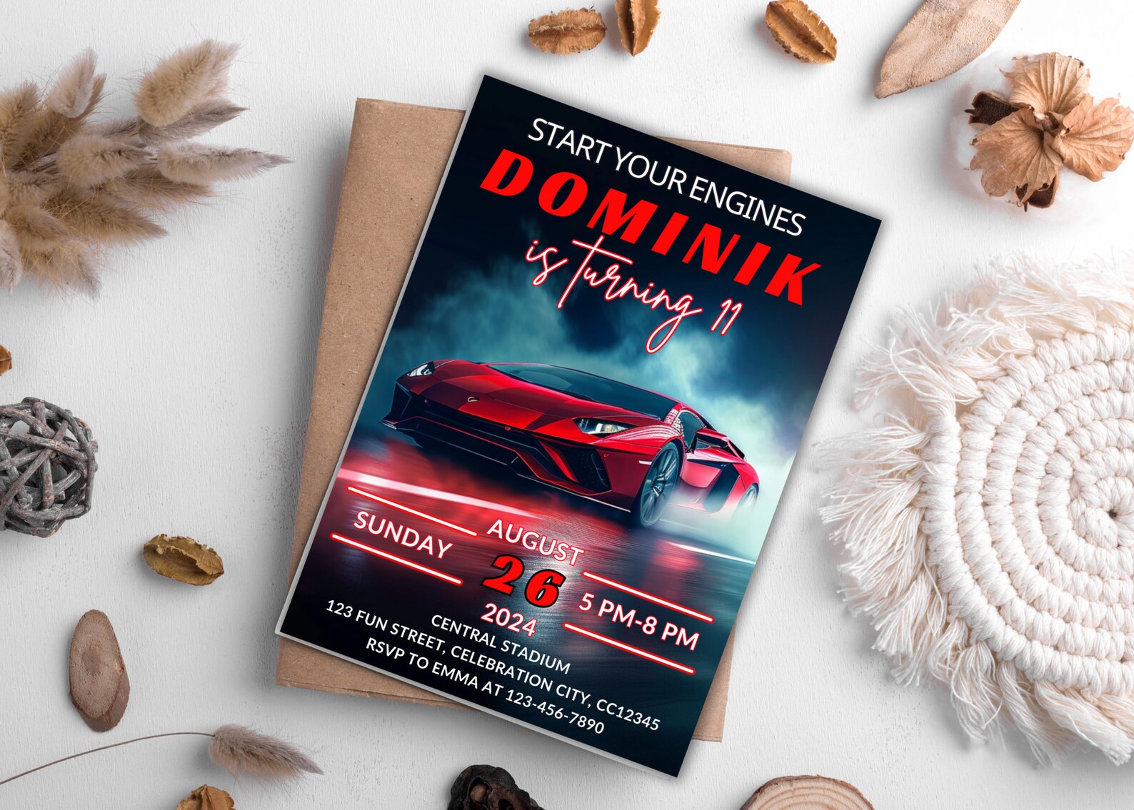 Lamborghini Birthday Invitation: Need for Speed Party (digital Download ...