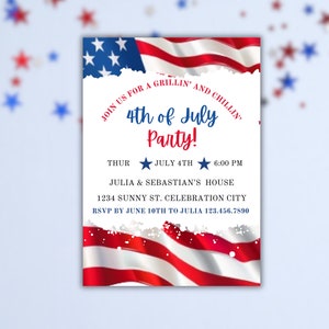 Printable 4th of July Invitation Template Editable Fourth of July Celebration Invitation  Fireworks Neighborhood  Party Instant Download