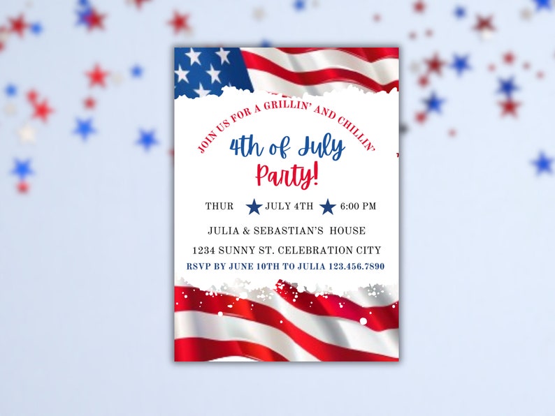 Printable 4th of July Invitation Template Editable Fourth of July Celebration Invitation  Fireworks Neighborhood  Party Instant Download