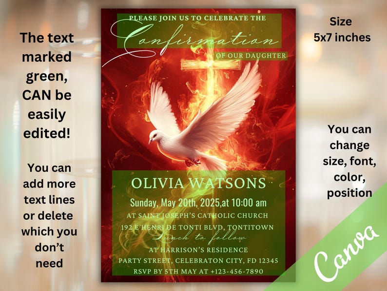 Confirmation Invitation, Religious Invitation, Editable Digital ...