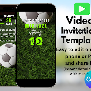 Soccer Birthday Invitation  | Video Invite, Animated Football Invite for Any Age | Sports & Football Theme