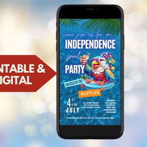 Animated 4th of July Pool Party Invitation Template (Digital Download)