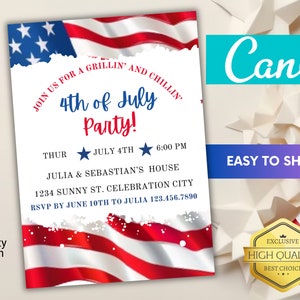 Printable 4th of July Invitation Template Editable Fourth of July Celebration Invitation  Fireworks Neighborhood  Party Instant Download