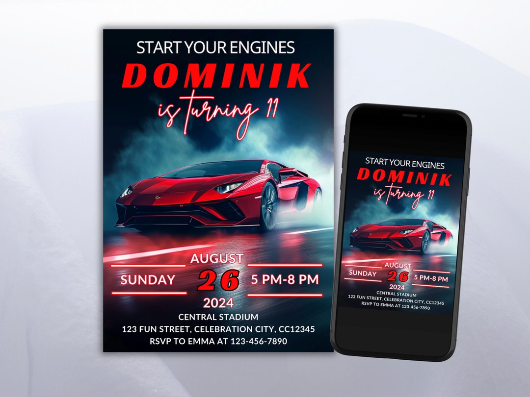 Lamborghini Birthday Invitation: Need for Speed Party (digital Download ...