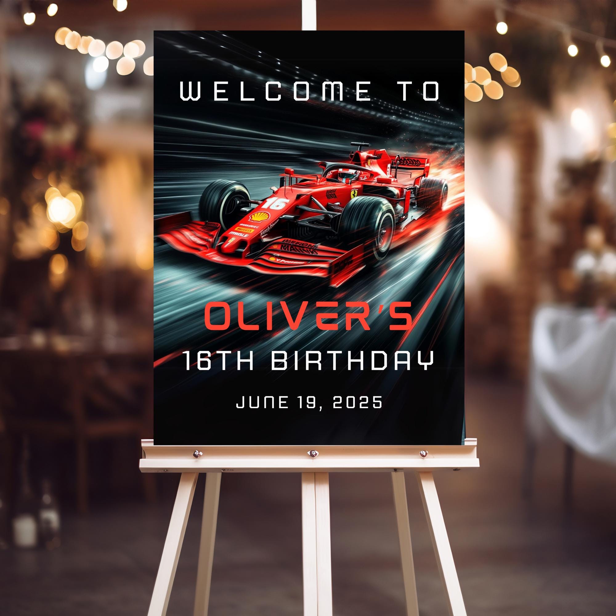 F1 Birthday Welcome Sign , Formula 1 Ferrari Race Car Party Decor - Etsy