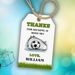 Soccer Favor Tag, Soccer Gift Thank You Tag, Soccer Editable Instant Download Birthday Invitation, Soccer Party Favor Tag