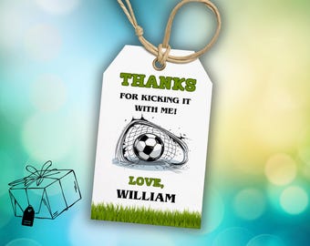 Etiqueta de agradecimiento de fútbol: recuerdo de cumpleaños editable (descarga digital)