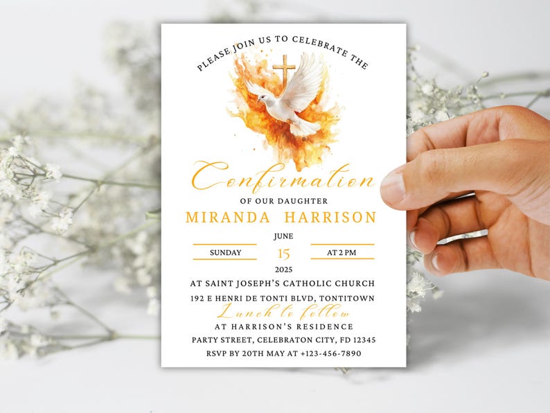 Confirmation Invitation, Catholic Confirmation Invite, Instant Download ...