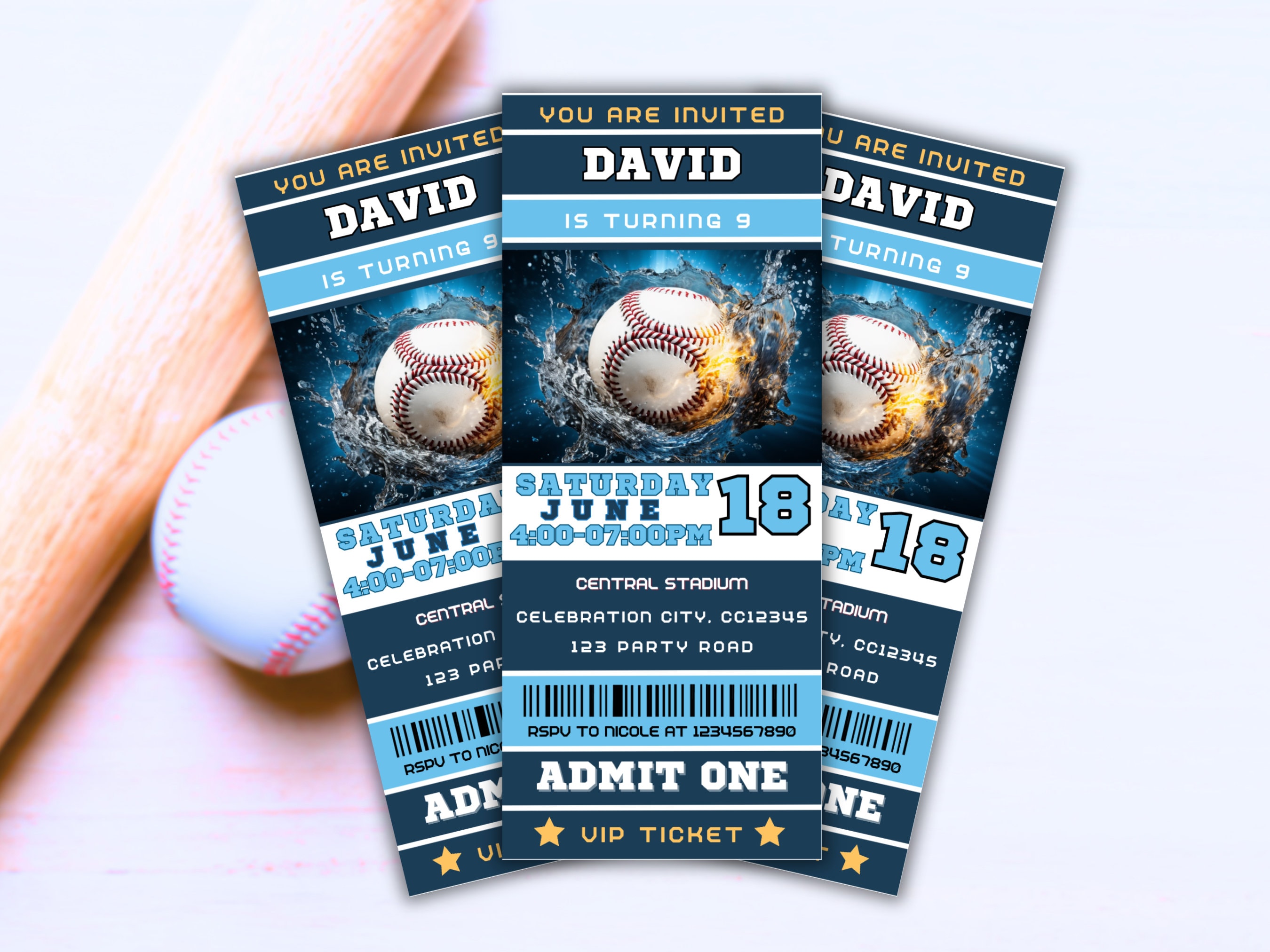 Editable Softball Birthday Invitation, Baseball Ticket Invitation ...