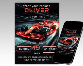 Editable Formula 1 Birthday Invitation Race Car Boy Birthday Invite Racing Car F1 Racecar Printable Template Instant Download Two Fast