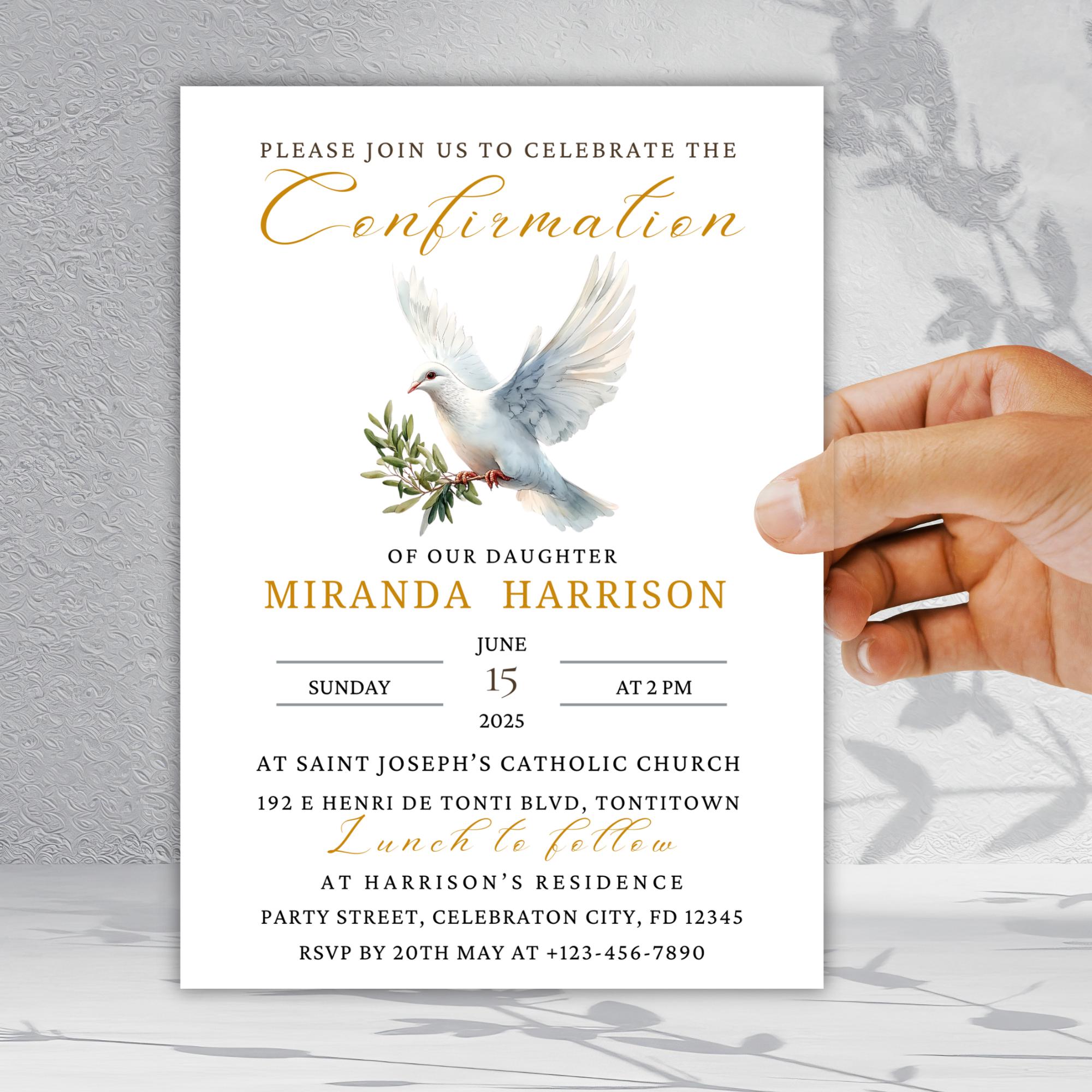 Confirmation Invitation , Editable Template , Sacred Sacrament ...