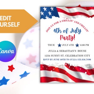 Printable 4th of July Invitation Template Editable Fourth of July Celebration Invitation  Fireworks Neighborhood  Party Instant Download