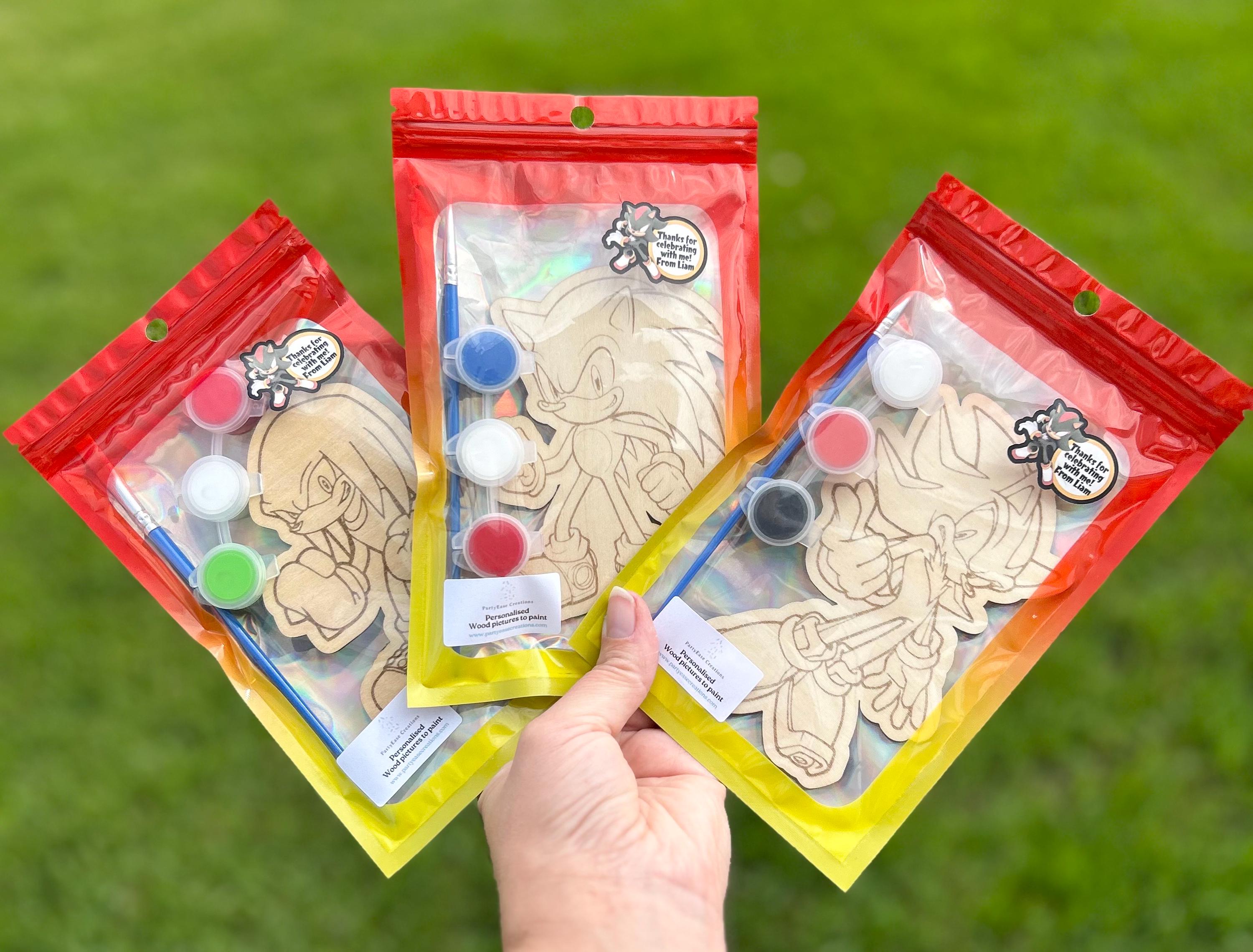 Sonic wood pictures to paint party favours