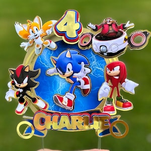 Handgemachte personalisierte Sonic Theme Cake Topper